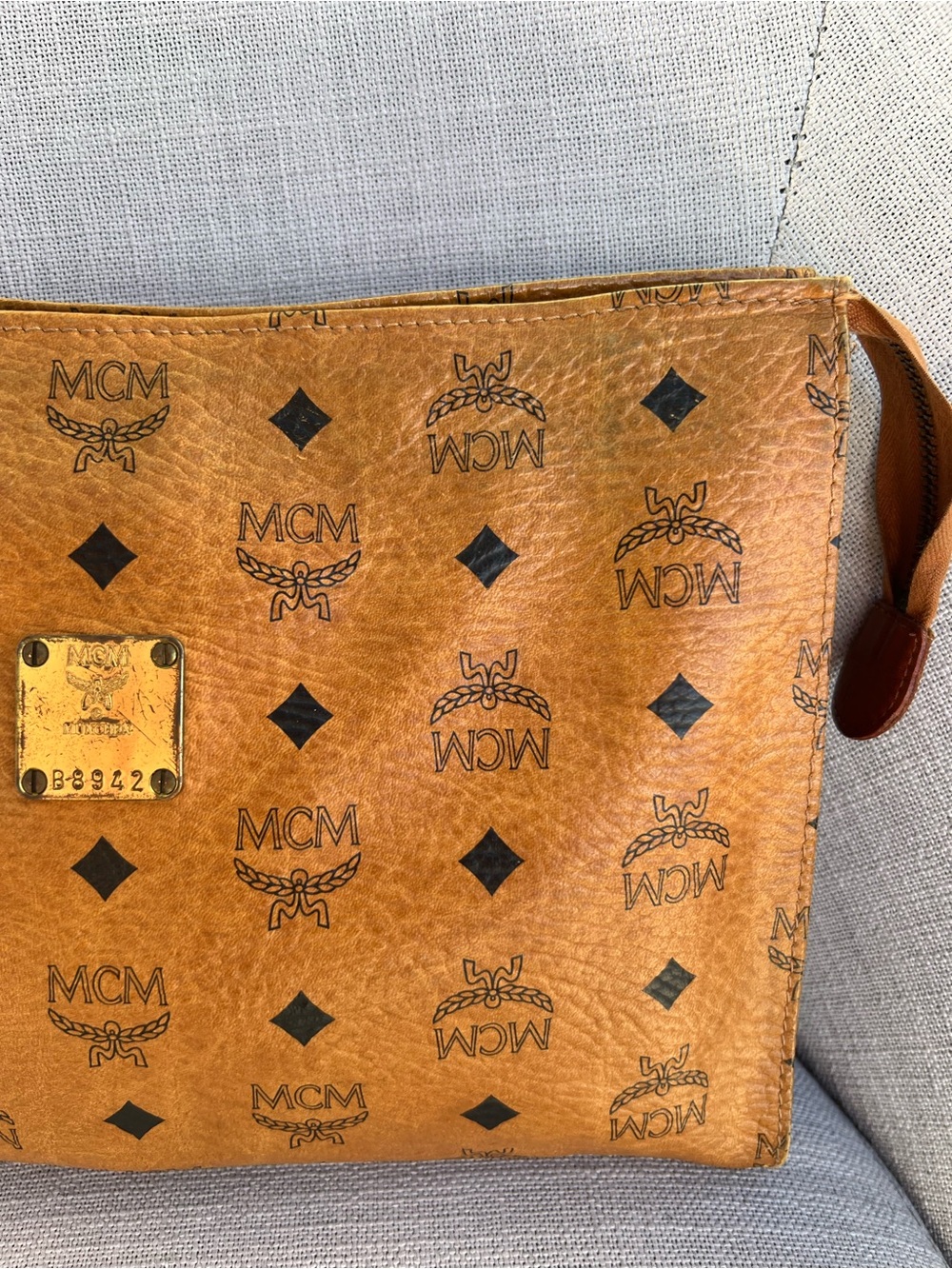 MCM Visetos Leather Vintage Clutch Hand Bag Purse Brown - Picture 4 of 16